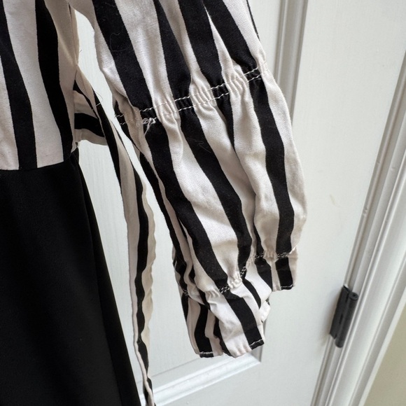 Cozi Kidz 3T Girls Black and White Stripe Long Sleeve Collared Shirt Dress - Picture 5 of 8